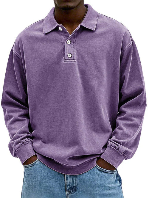 Heren Retro Longsleeve Polo T-shirt | Casual Gemak