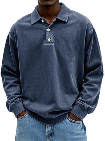Heren Retro Longsleeve Polo T-shirt | Casual Gemak