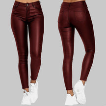 Margaux - Slim Leren Hoge Taille Broek