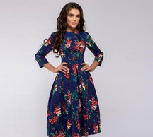 Lisa - Vintage Gecombineerde Bloemenprint Jurk