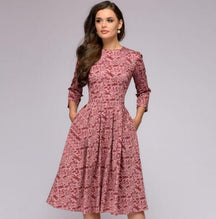Lisa - Vintage Gecombineerde Bloemenprint Jurk