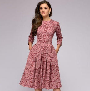 Lisa - Vintage Gecombineerde Bloemenprint Jurk