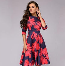 Lisa - Vintage Gecombineerde Bloemenprint Jurk