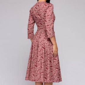 Lisa - Vintage Gecombineerde Bloemenprint Jurk
