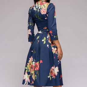 Lisa - Vintage Gecombineerde Bloemenprint Jurk
