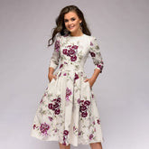 Lisa - Vintage Gecombineerde Bloemenprint Jurk