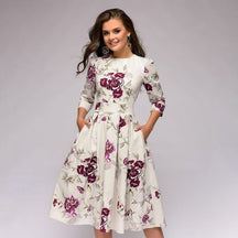 Lisa - Vintage Gecombineerde Bloemenprint Jurk