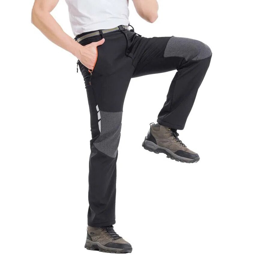Heren Waterdichte Outdoor Broek | Gevoerde Tweekleurige Wandelbroek met Ritszakken
