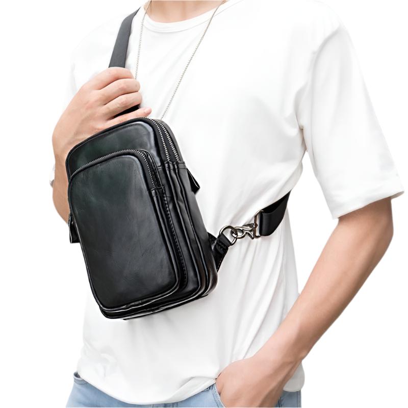 JetStream - Compacte Leren Crossbody Tas met Verstelbare Riem