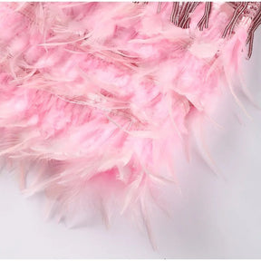 Serena - Glamoureuze Fringe Cocktailjurk met Veren