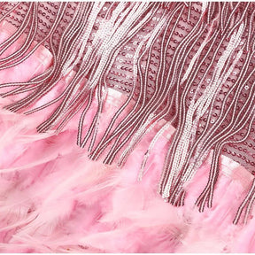 Serena - Glamoureuze Fringe Cocktailjurk met Veren