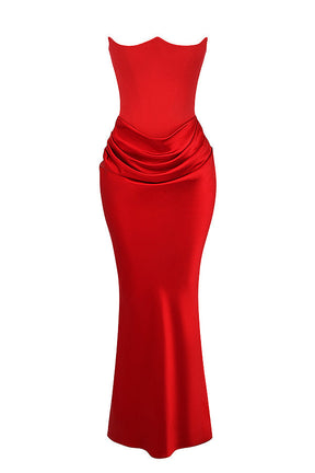 PartyNight - Luxe strapless maxi jurk