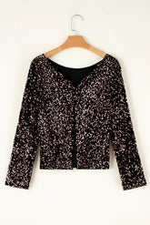Sophie - Glamoureuze Pailletten Top met Lange Mouwen