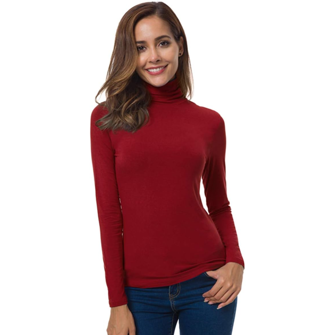 Dames Lichte Slim Fit Coltrui | met Lange Mouwen Rekbaar