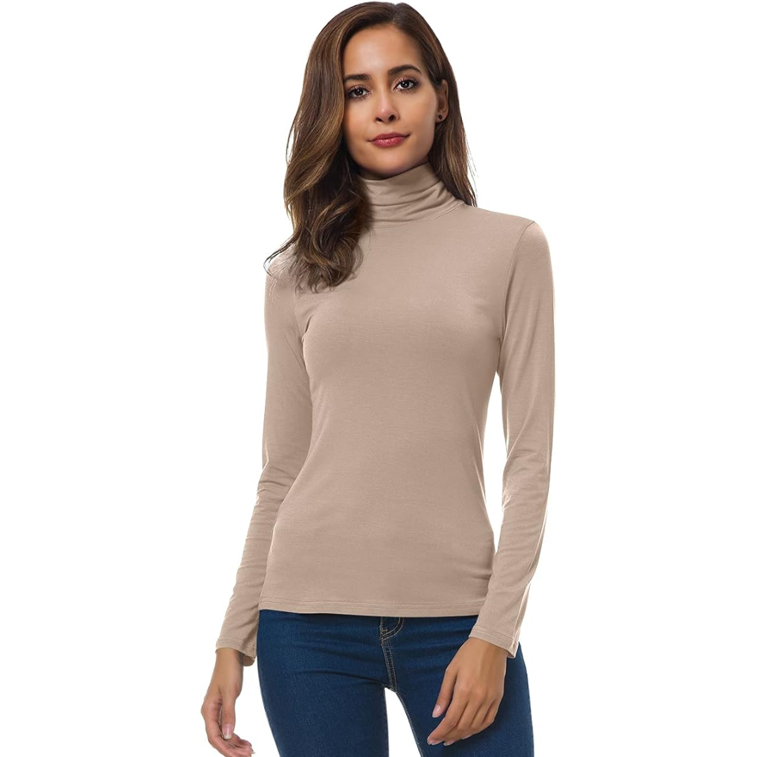 Dames Lichte Slim Fit Coltrui | met Lange Mouwen Rekbaar