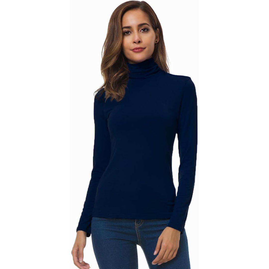 Dames Lichte Slim Fit Coltrui | met Lange Mouwen Rekbaar