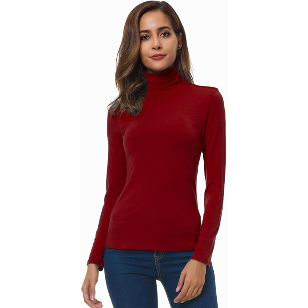 Dames Lichte Slim Fit Coltrui | met Lange Mouwen Rekbaar