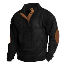 Heren Klassieke Gebreide Trui met Knopen en Elleboogstukken | Lange Mouwen Pullover
