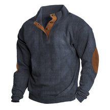 Heren Klassieke Gebreide Trui met Knopen en Elleboogstukken | Lange Mouwen Pullover