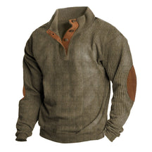 Heren Klassieke Gebreide Trui met Knopen en Elleboogstukken | Lange Mouwen Pullover
