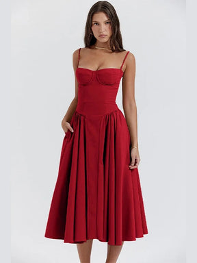 Isabelle - Elegante Strapless Midi Jurk met A-lijn