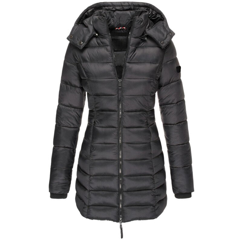 Dames Warme Lichte Lange Gewatteerde Puffer Winterjas | met Capuchon