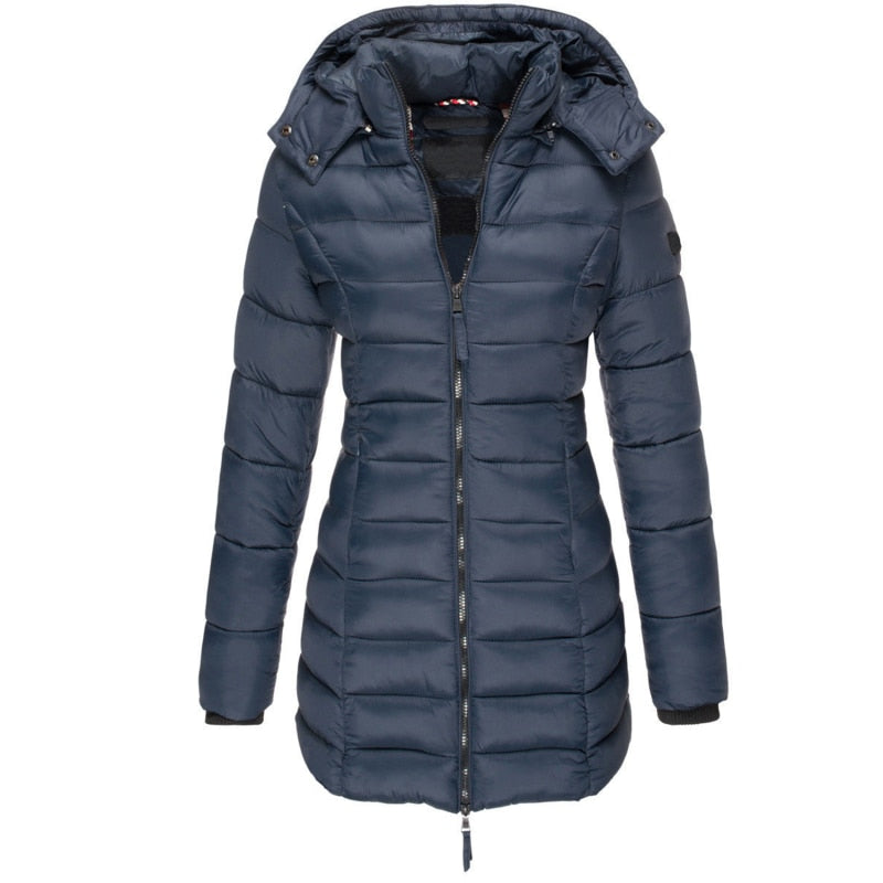 Dames Warme Lichte Lange Gewatteerde Puffer Winterjas | met Capuchon
