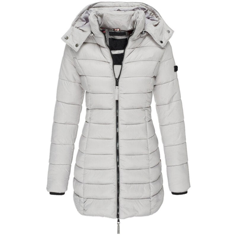 Dames Warme Lichte Lange Gewatteerde Puffer Winterjas | met Capuchon