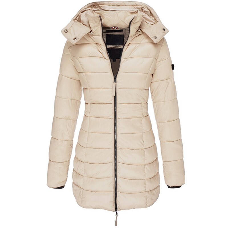 Dames Warme Lichte Lange Gewatteerde Puffer Winterjas | met Capuchon