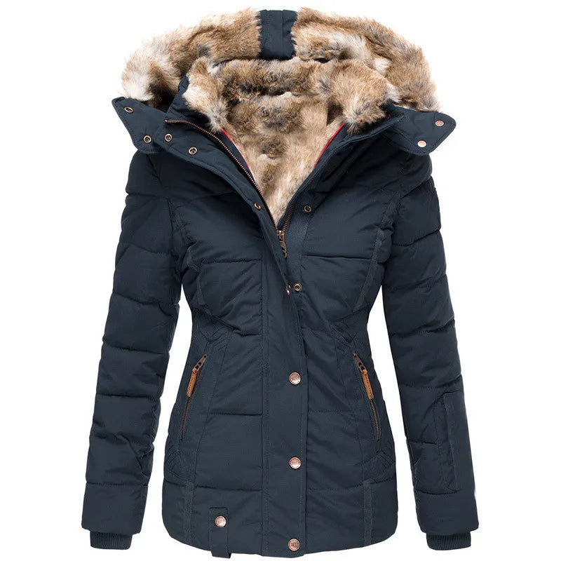 Dames Pufferjas met Bontcapuchon | Warme Winterjas met Slim Fit Pasvorm