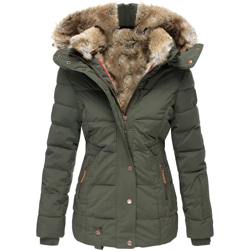 Dames Pufferjas met Bontcapuchon | Warme Winterjas met Slim Fit Pasvorm