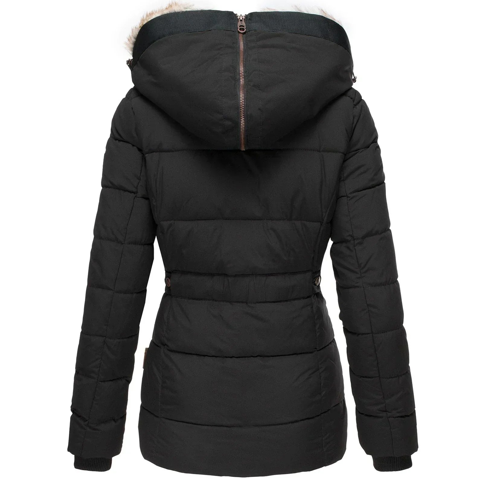 Dames Pufferjas met Bontcapuchon | Warme Winterjas met Slim Fit Pasvorm