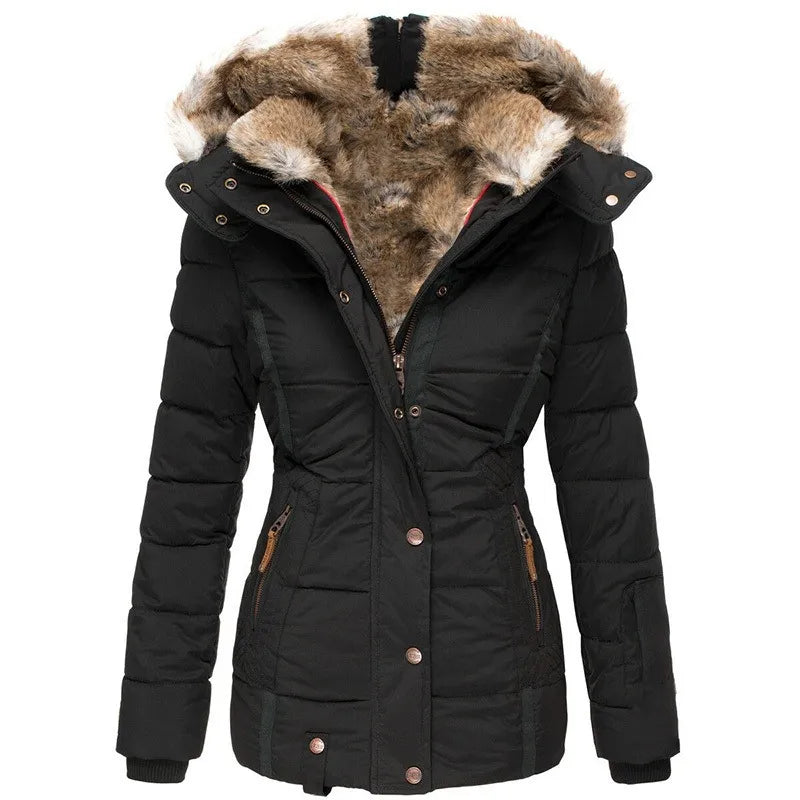 Dames Pufferjas met Bontcapuchon | Warme Winterjas met Slim Fit Pasvorm