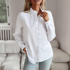 Zofia – Elegante Blouse met col en Textuurdetails