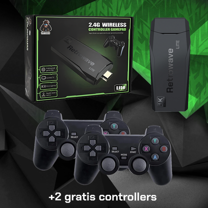 RetroStick™ (4K + 64 GB) - 15.000 Retro Spellen + 2 Draadloze Controllers