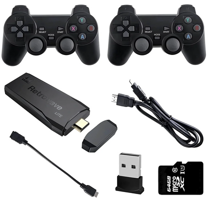 RetroStick™ (4K + 64 GB) - 15.000 Retro Spellen + 2 Draadloze Controllers